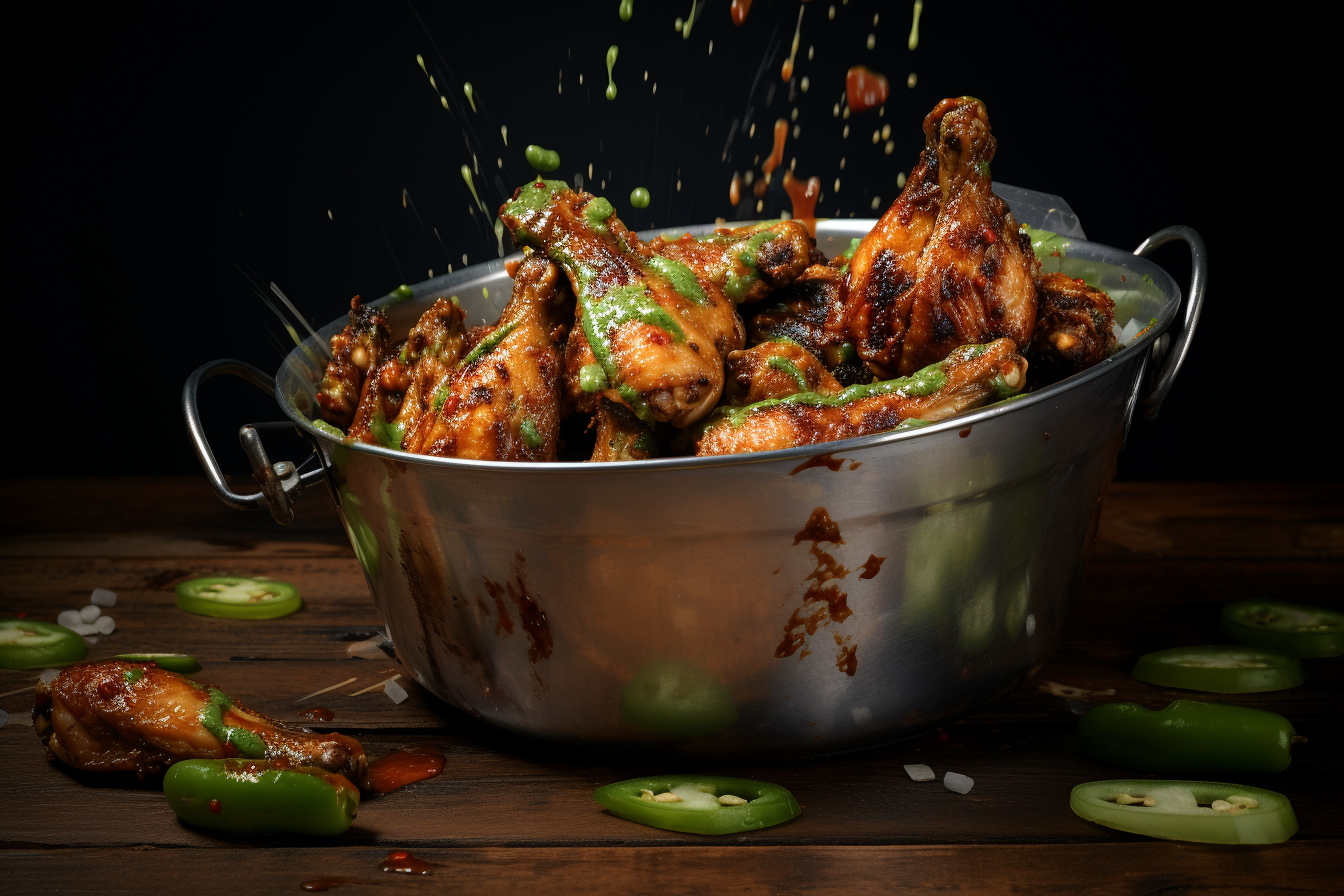 Grilled Chicken Wings on a Metal Bucket