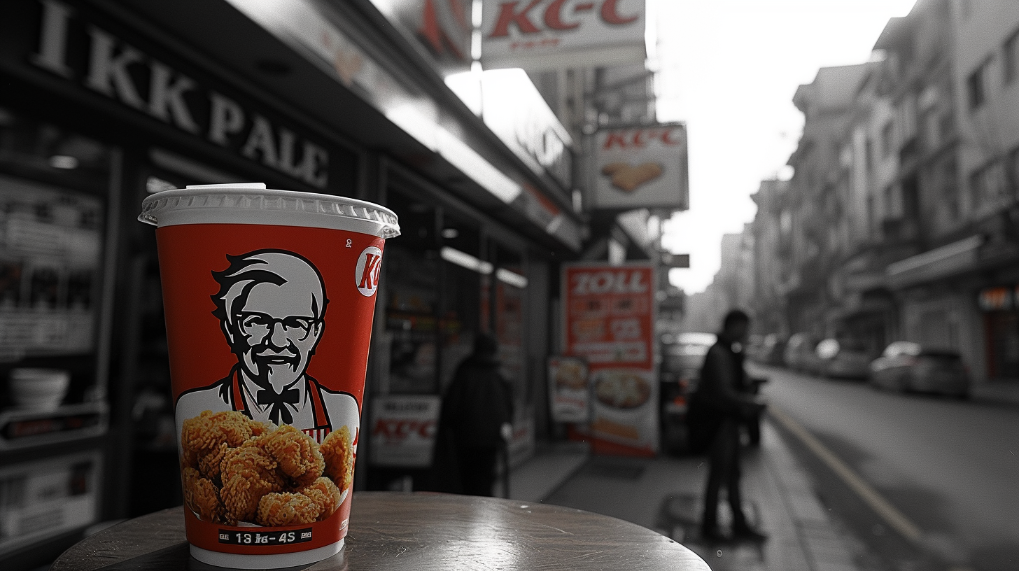 Chicken in front of KFC