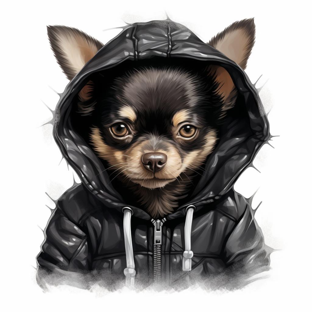 Stylish Chihuahua in black jacket