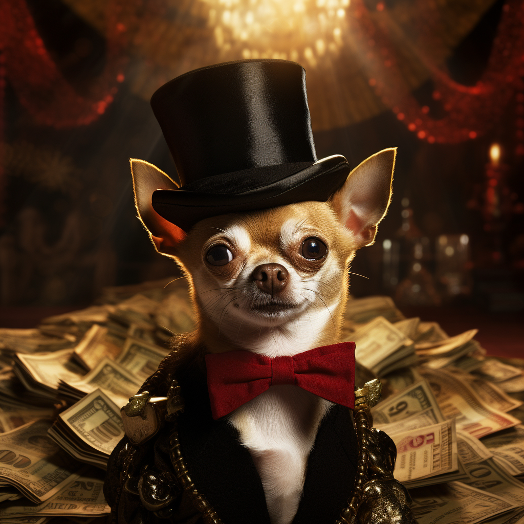 Chihuahua wearing Old Money Outfit on Red Carpet