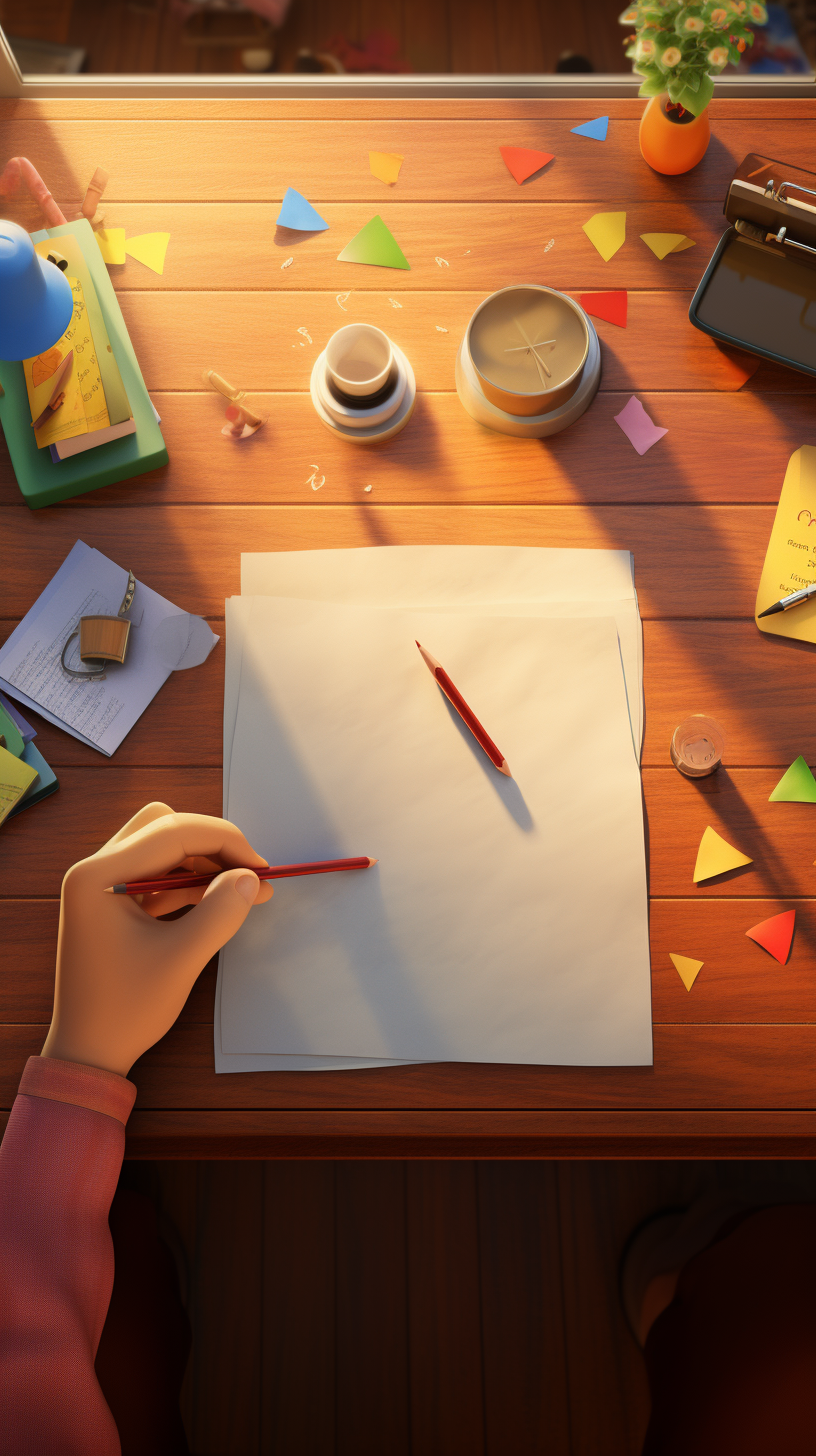 Colorful handwritten note on classroom desk