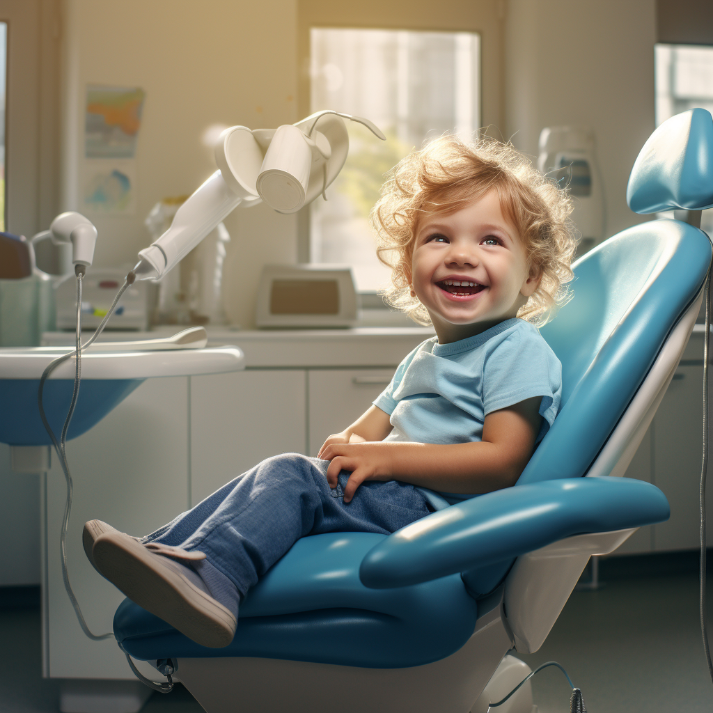 Child in Dentist Chair at Modern Office