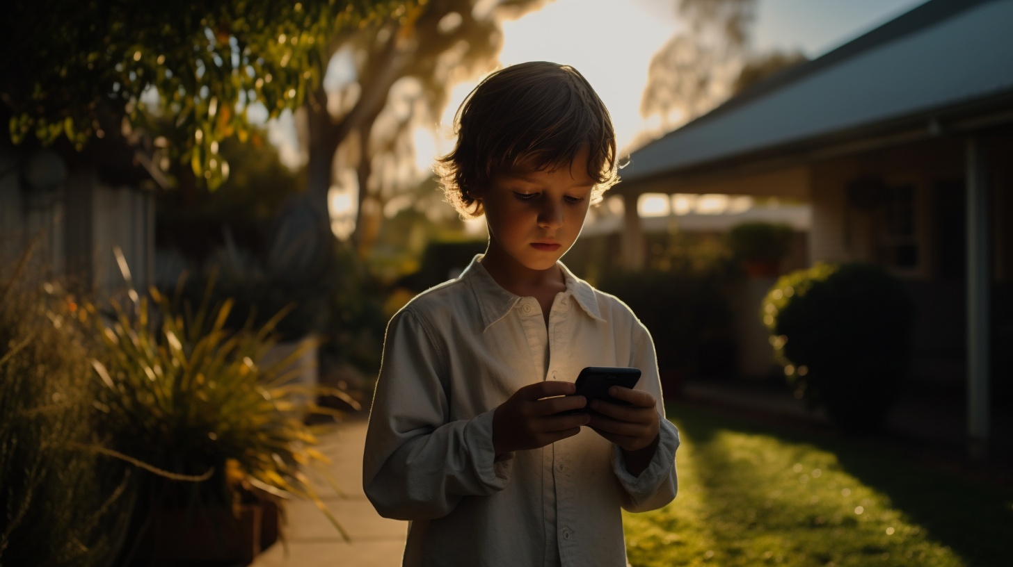 Child directing movie using phone