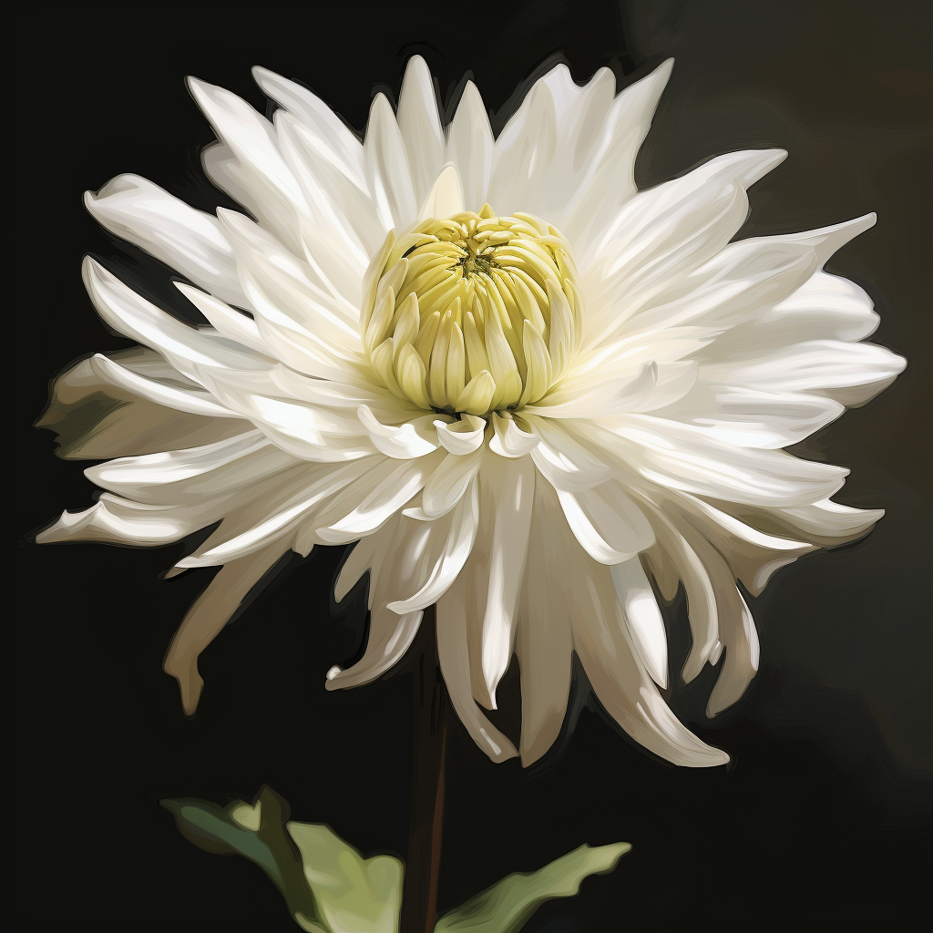 Young child's drawing of a white chrysanthemum