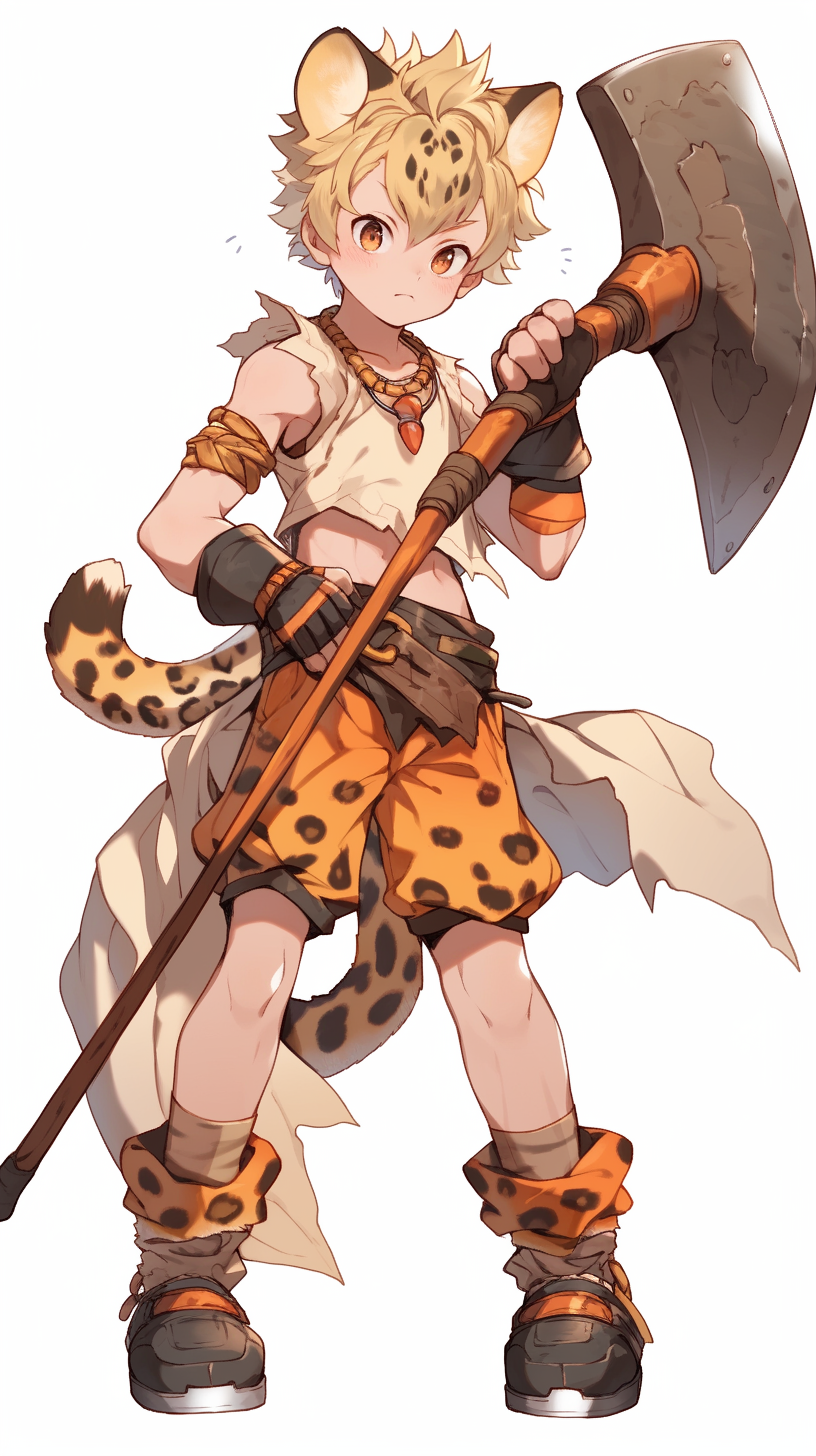 Child with Huge Hammer and Leopard Tail