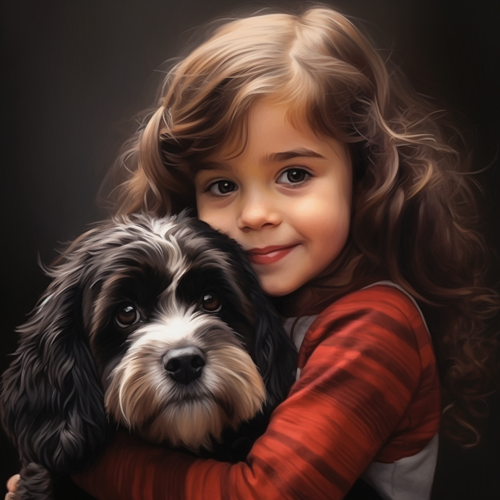 Sweet Child Hugging Dog Image