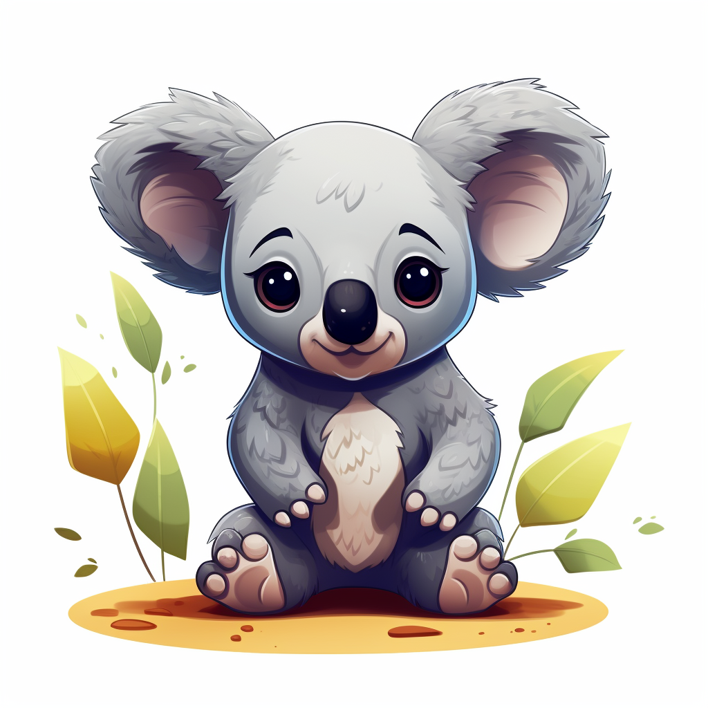 Adorable child koala standing on white background