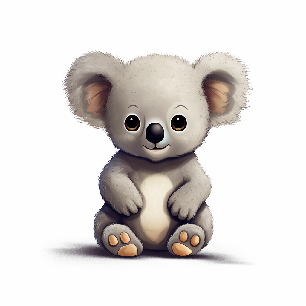 Adorable child koala standing in vibrant colors