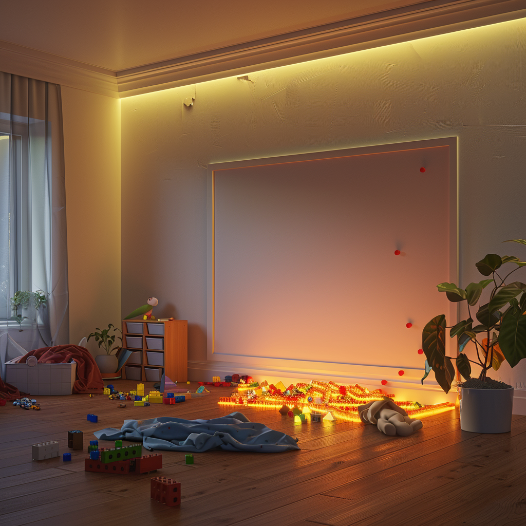 Child room with bright lighting