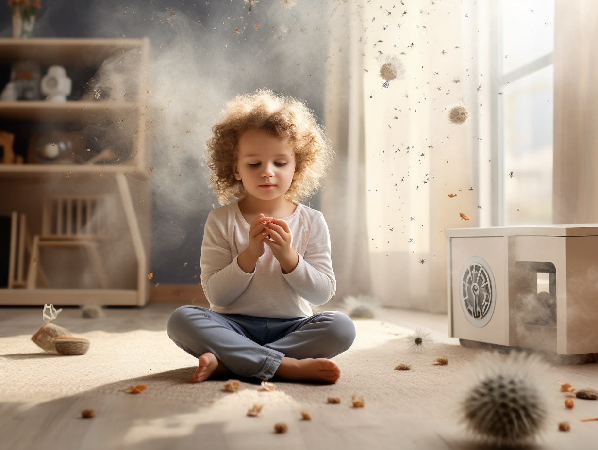 Child sitting in modern living room