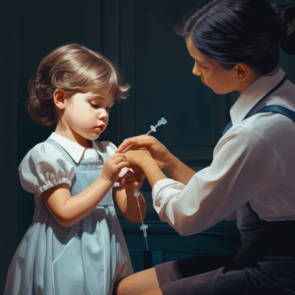 Child receiving vaccination from healthcare professional