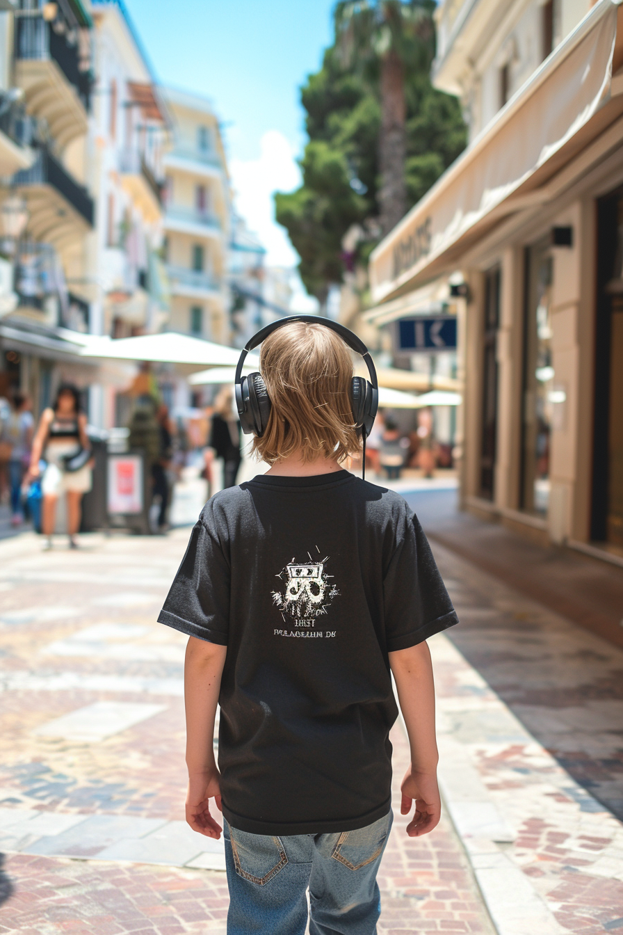 Child walking with gaming headphones