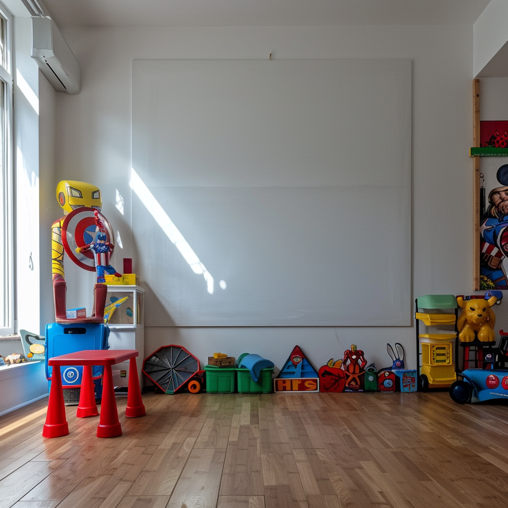 Child in Marvel-themed Bedroom