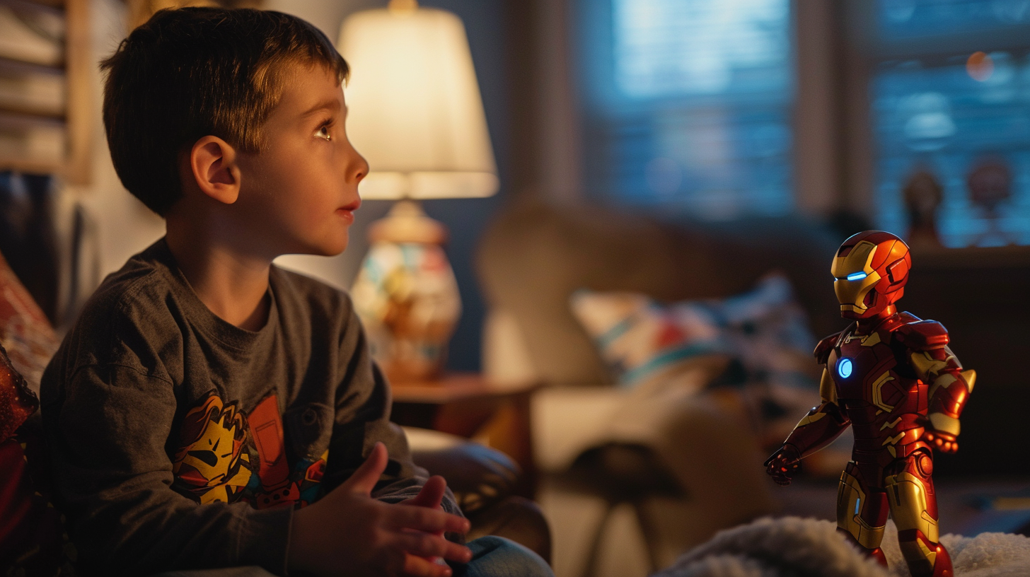 Child speaking to action figure