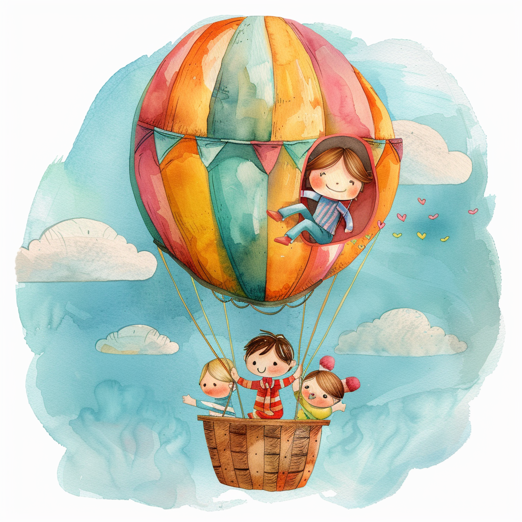 Child's hot air balloon drawing