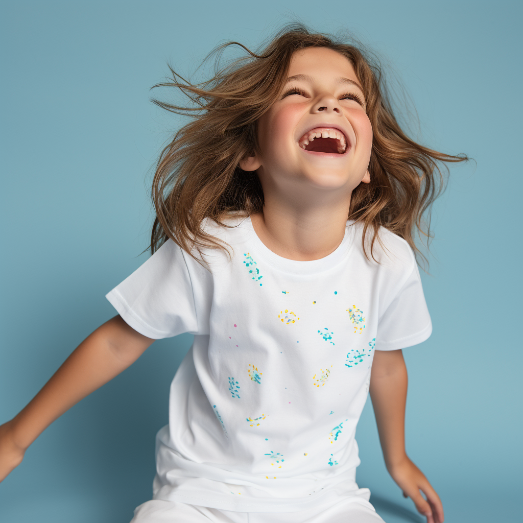 Stylish Child in White Summer PJs