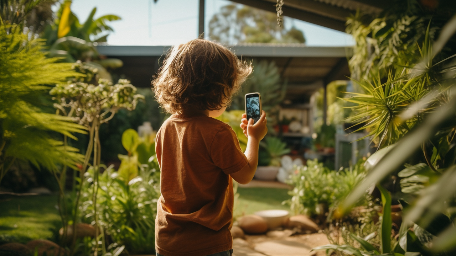 Child capturing memories with phone