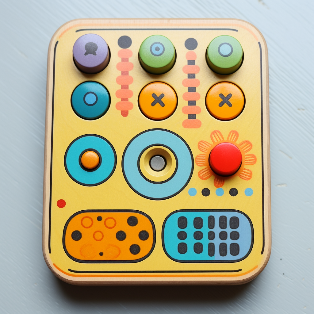 Colorful wooden game button with drill