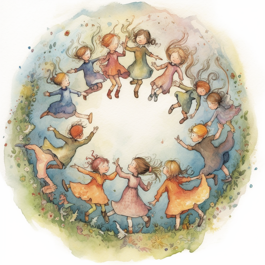 Children Dancing Circle Artwork