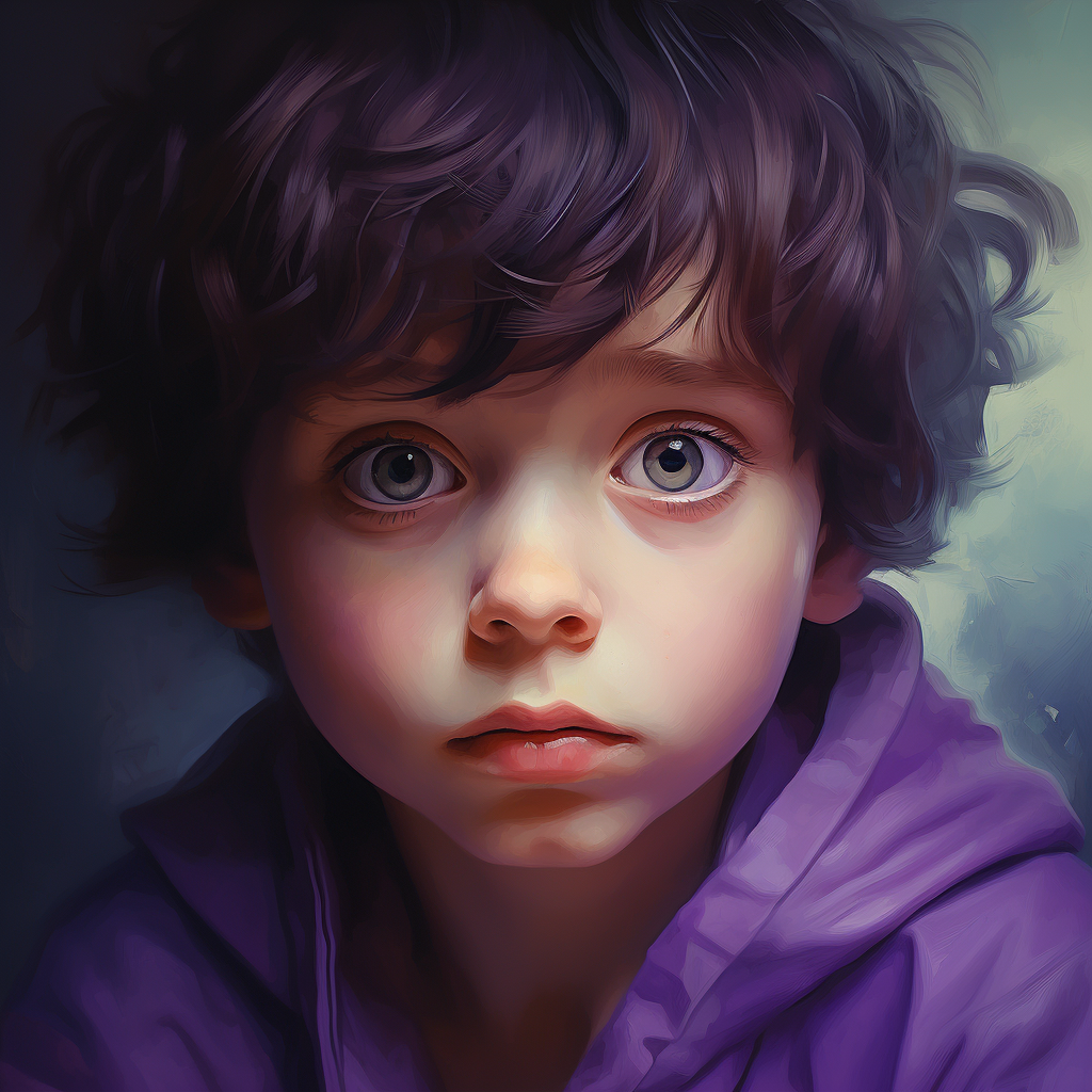 Innocent child with big eyes painting