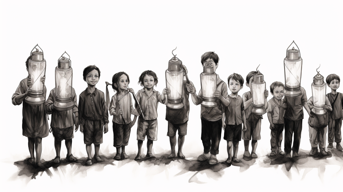 Group of children holding lanterns