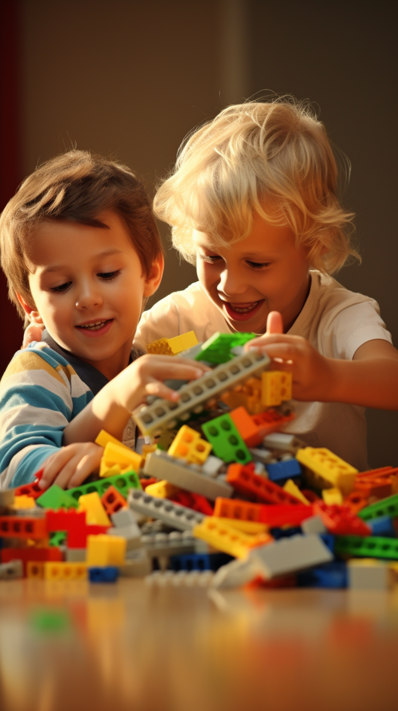 Kids having fun with LEGO bricks