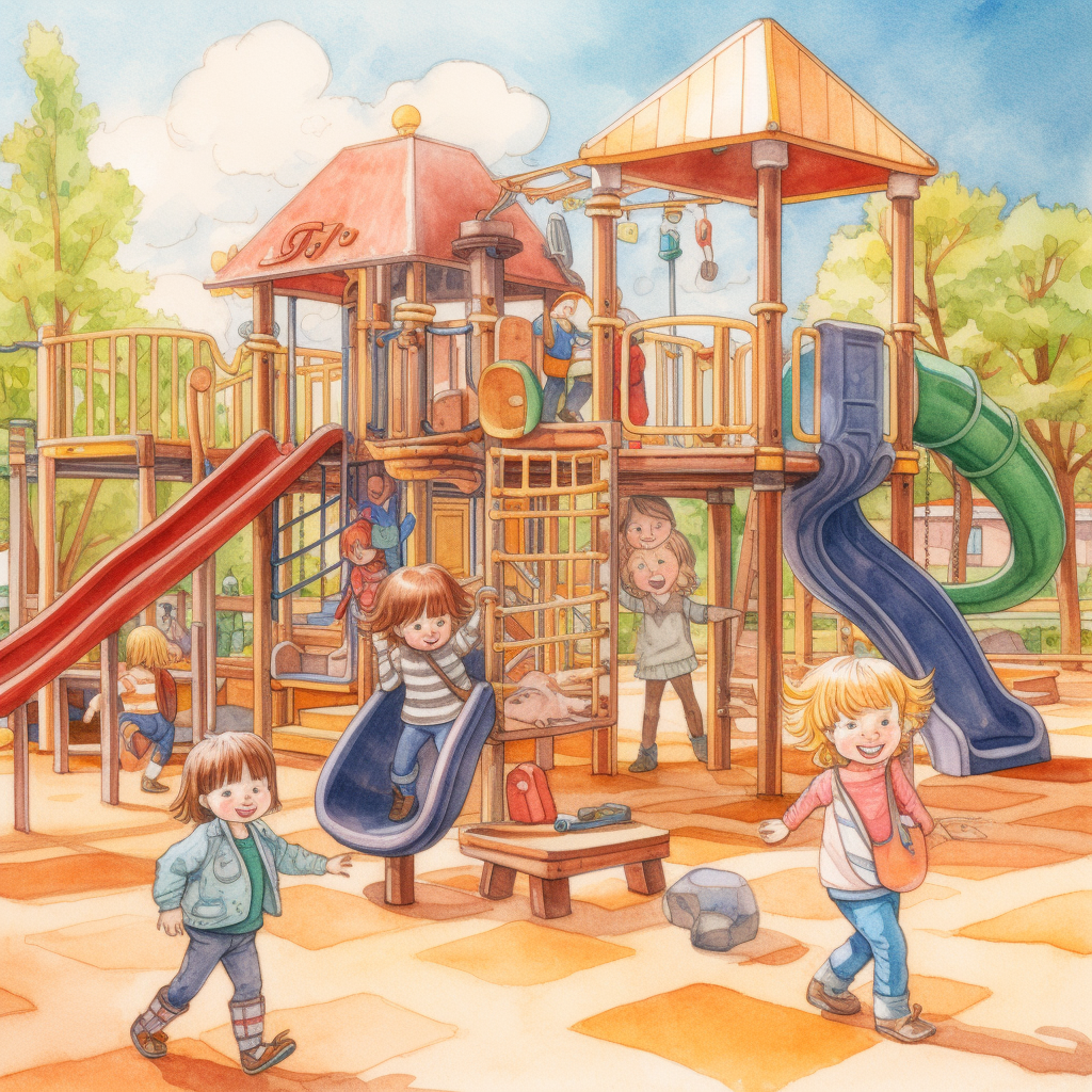 Children playing in colorful playground