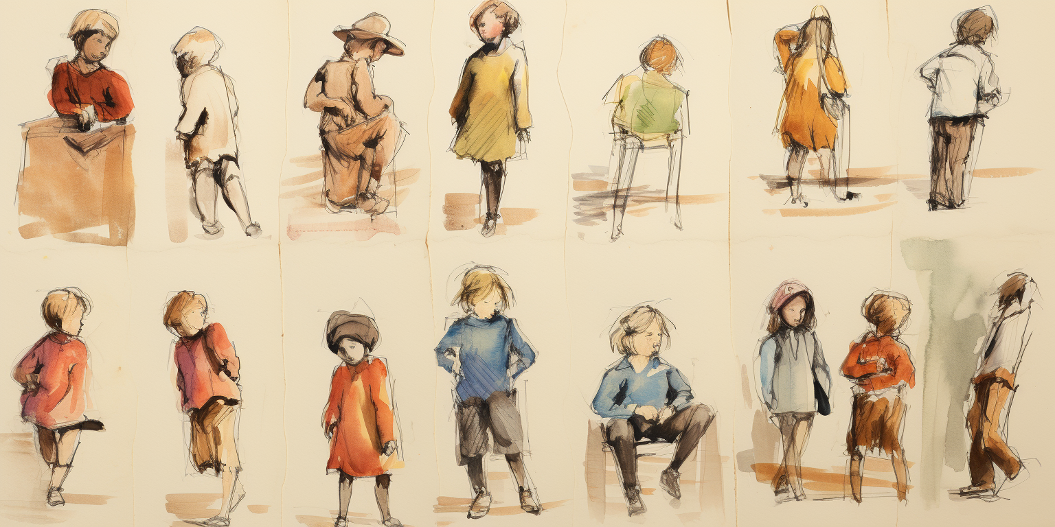 Sketch of children playing different states