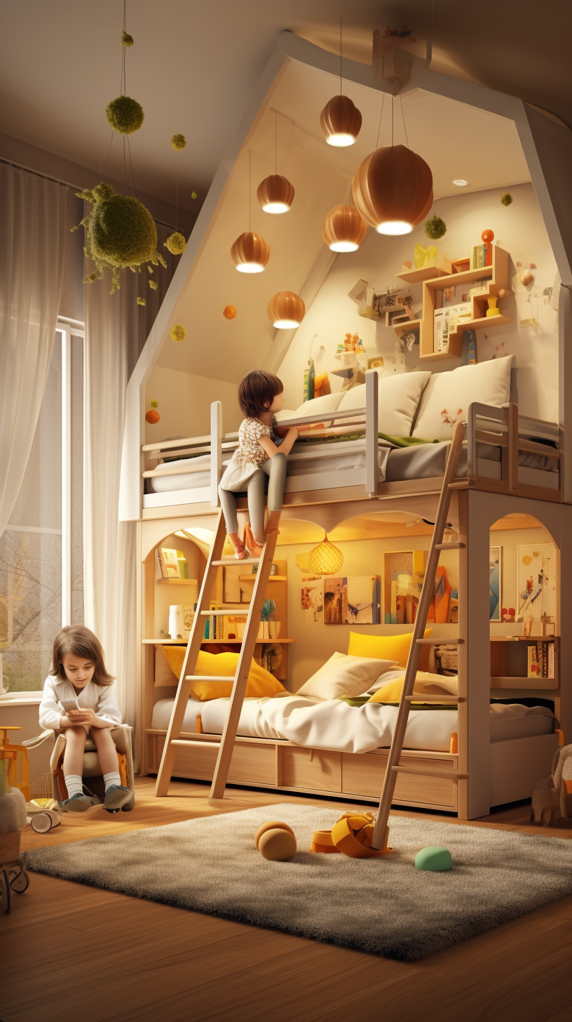 Kids playing in luxurious children room