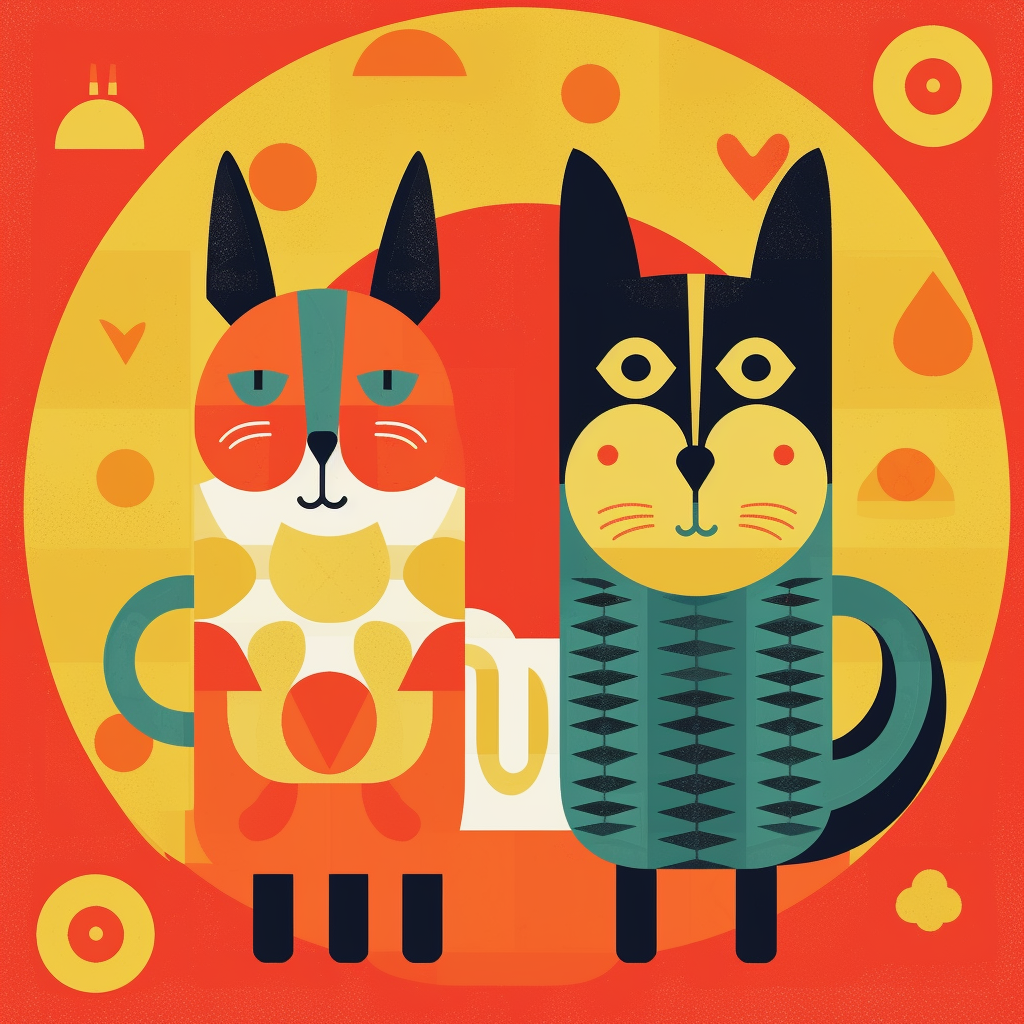 Cute cartoon cats in flat pattern