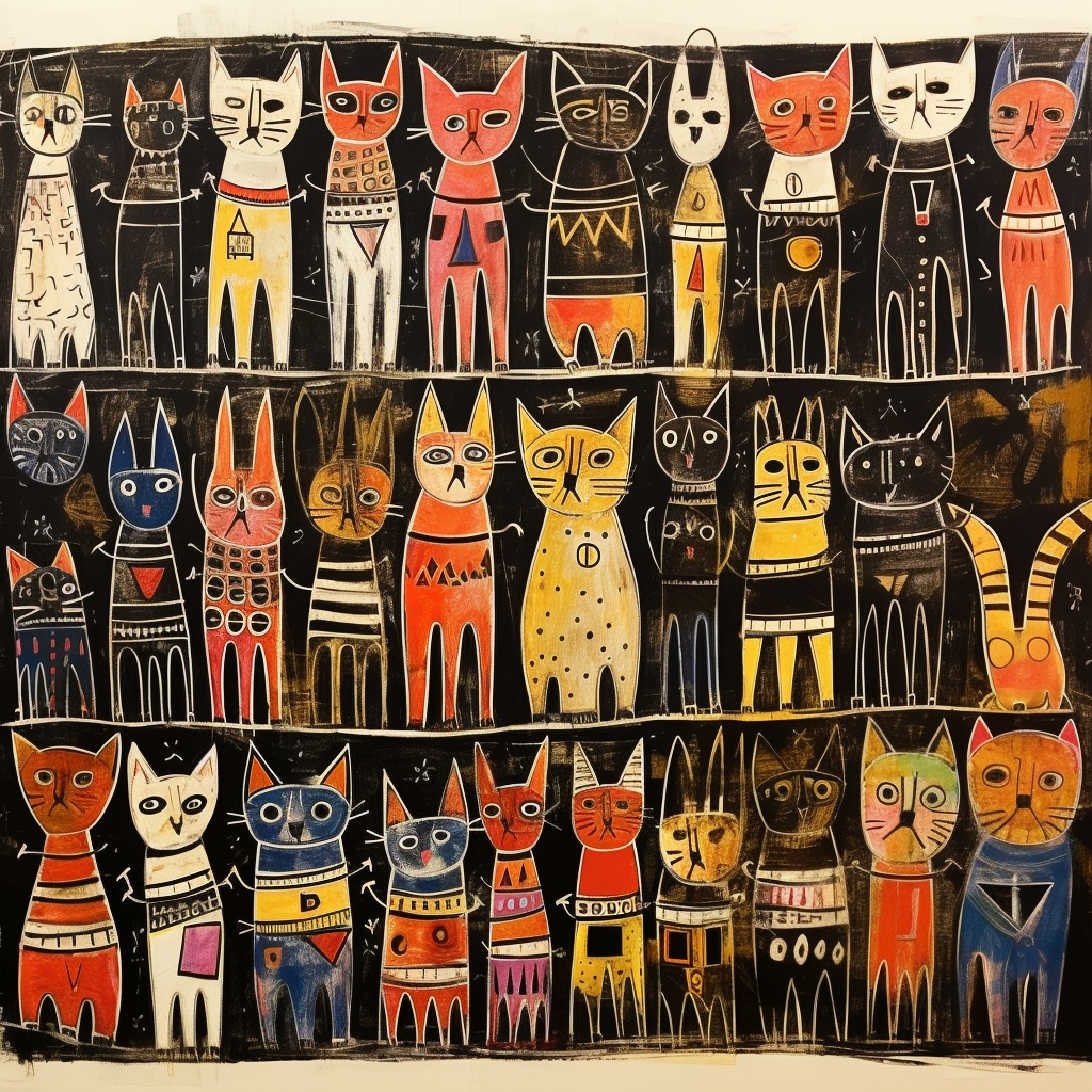 Charming Illustration of Children and Cats