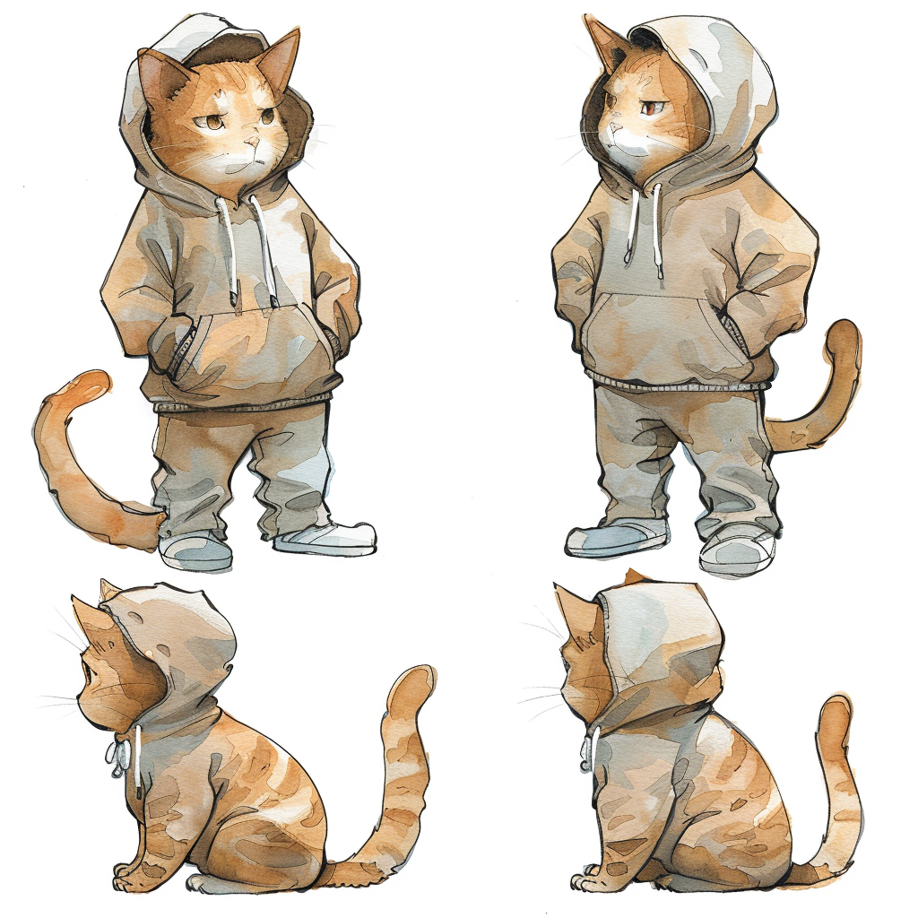 Cute cat wearing hoodie design