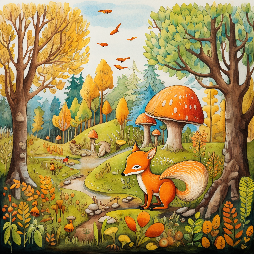 Fox in Enchanting Forest Scene