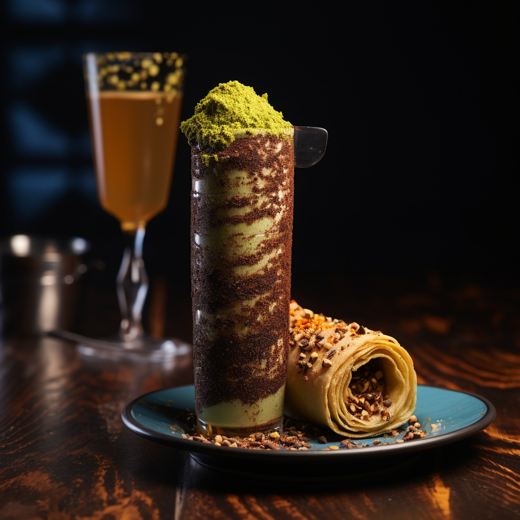 Irresistible chimney cake with chocolate and pistachio toppings