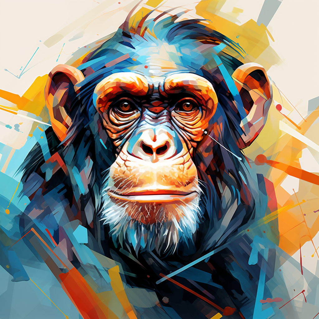 Bold and colorful chimpanzee portrait