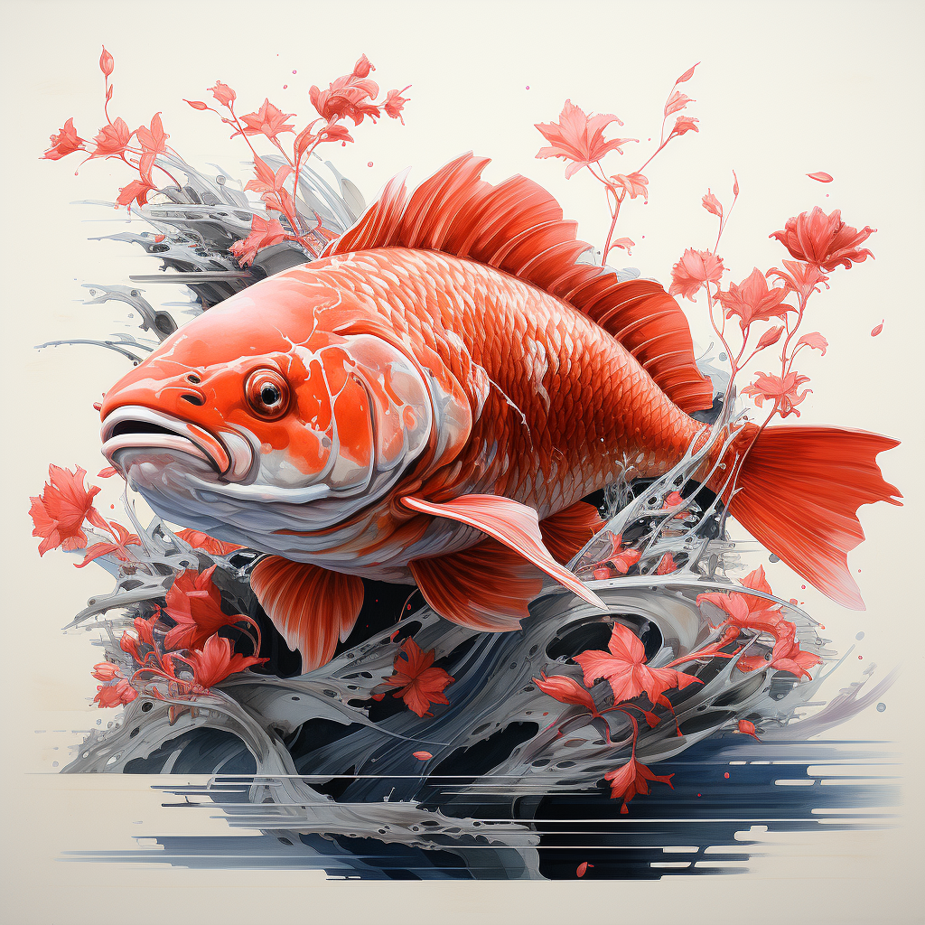 Beautiful Chinese Carp Sketch