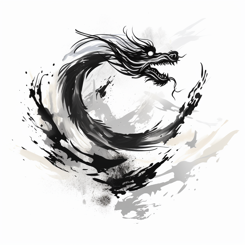 Chinese Dragon Calligraphy Brush Strokes