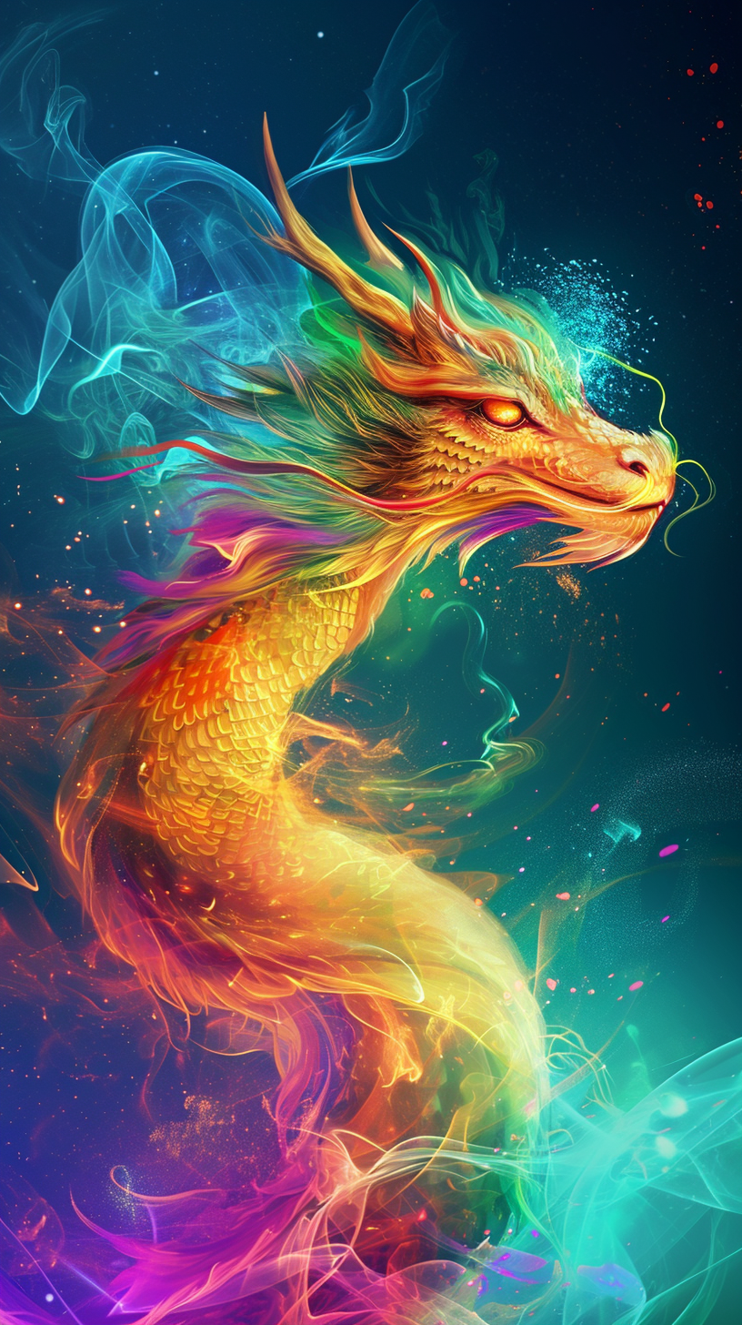 Colorful Chinese Dragon Dissolving Particles