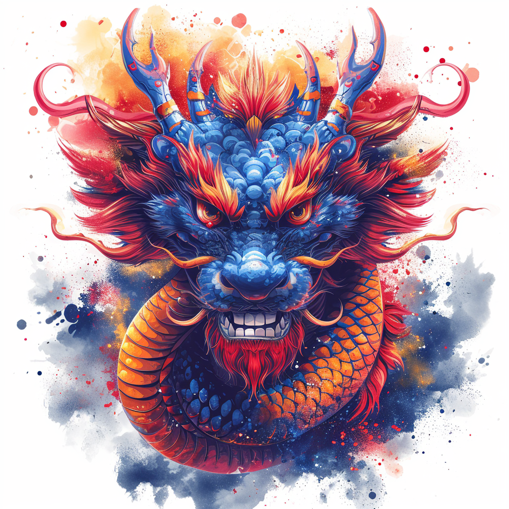 Chinese Dragon Head Pop Art