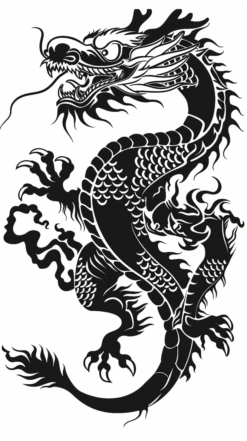 Chinese Dragon Outline New Year