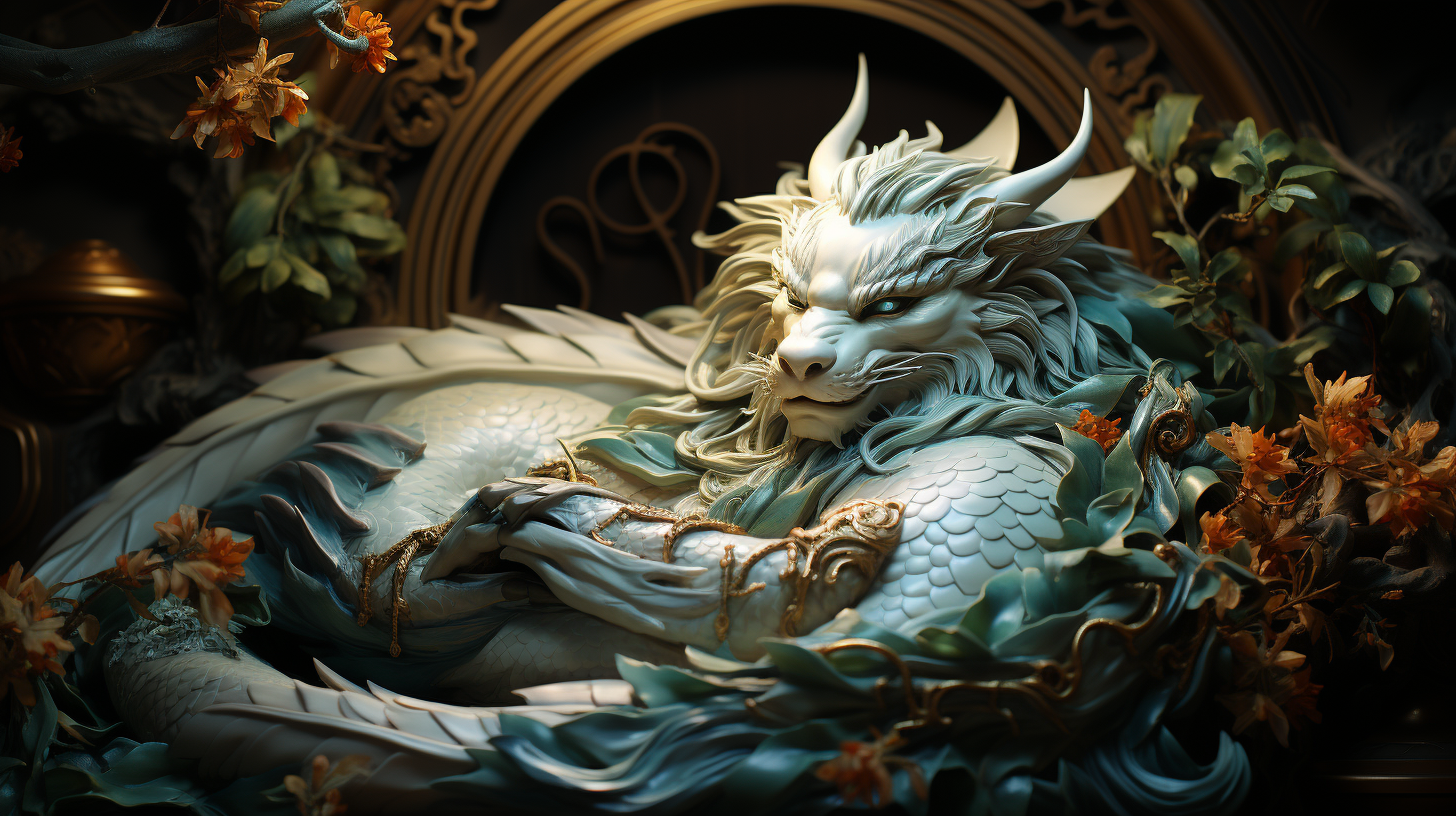 Sleeping Chinese Dragon on Tall Tree | Fantasy