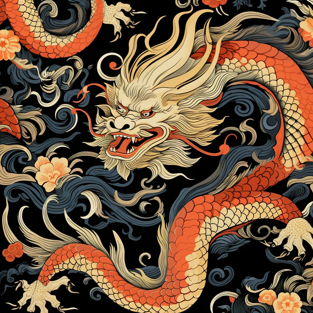 Chinese dragon textile pattern