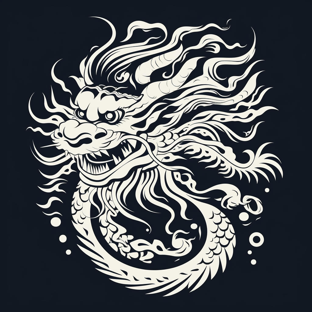 Chinese Dragon Infographic Pictogram in Black and White