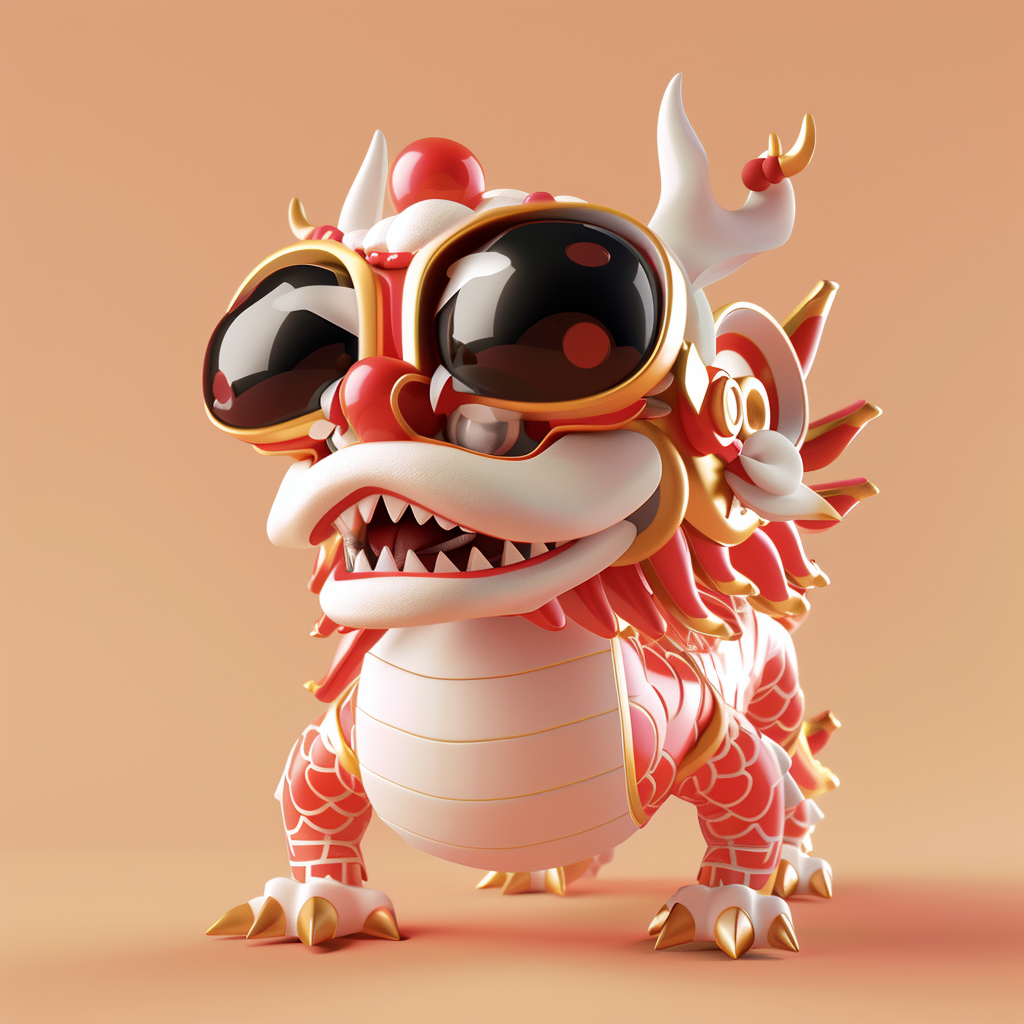 Chinese dragon wearing VR goggles