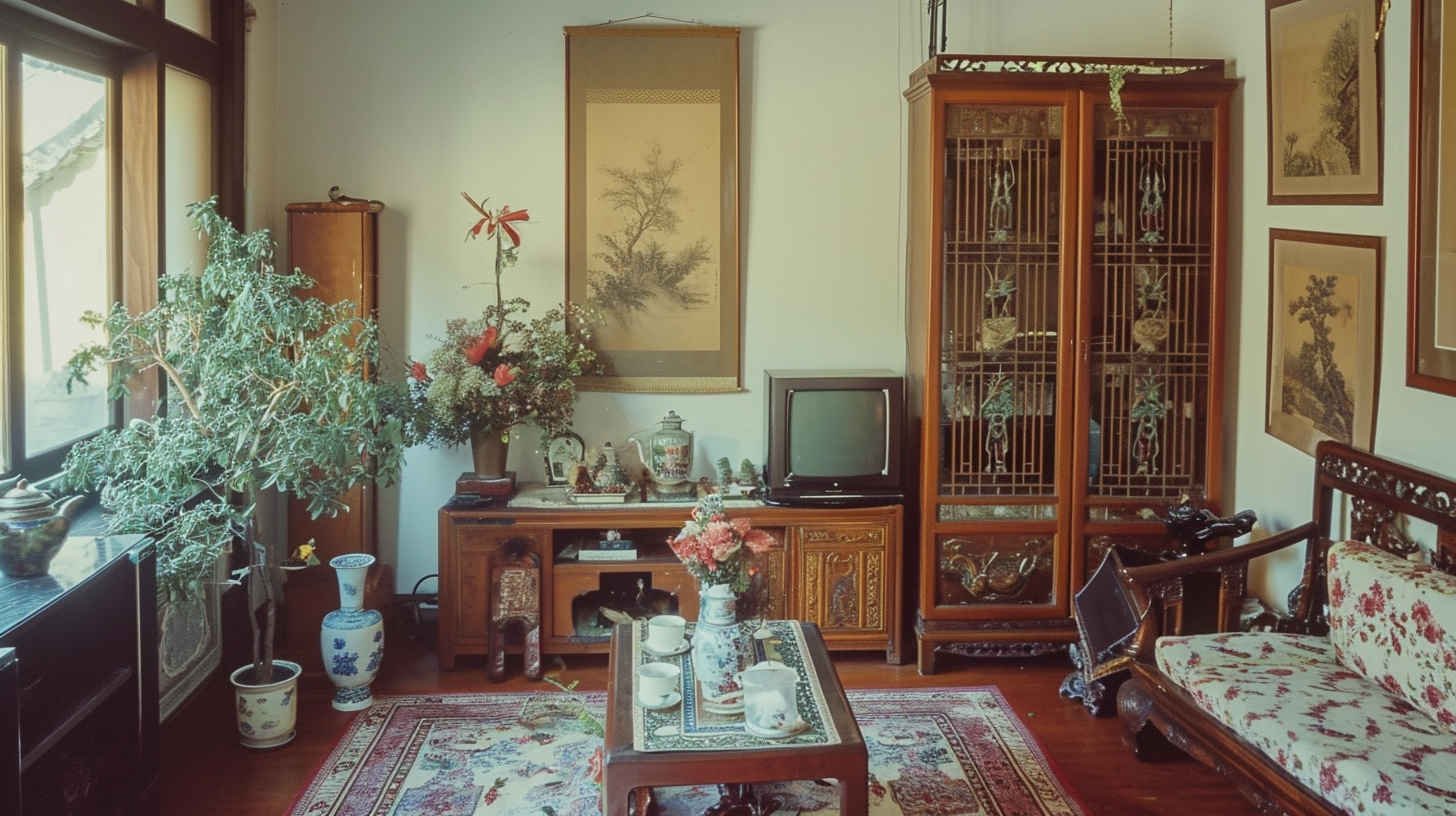 Chinese family living room in 70s and 80s