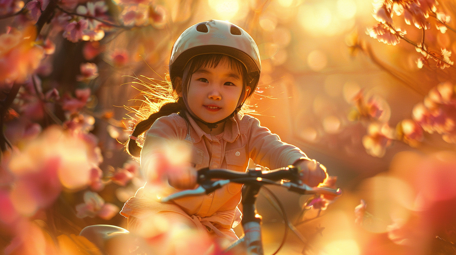 4-year-old Chinese girl riding bicycle