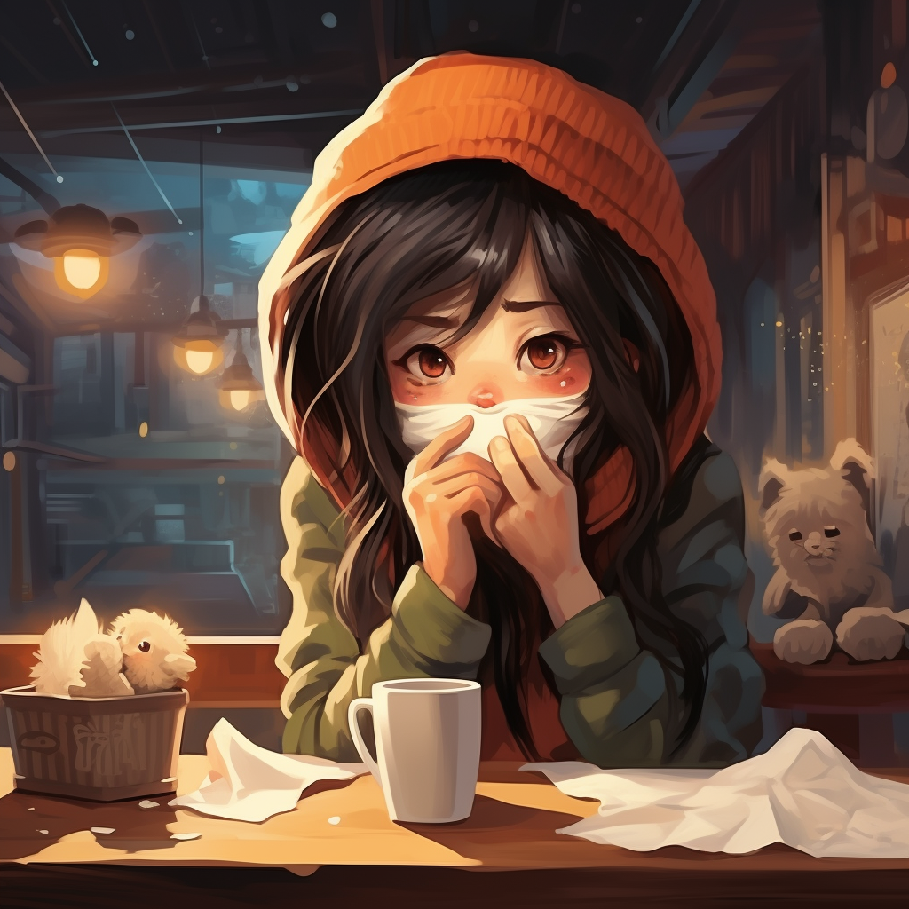 Chinese girl sick with napkins