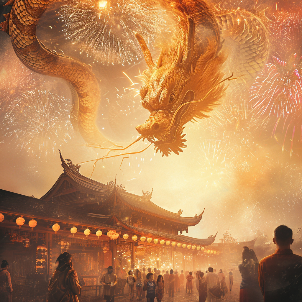 Chinese Golden Dragon Spring Festival Celebration