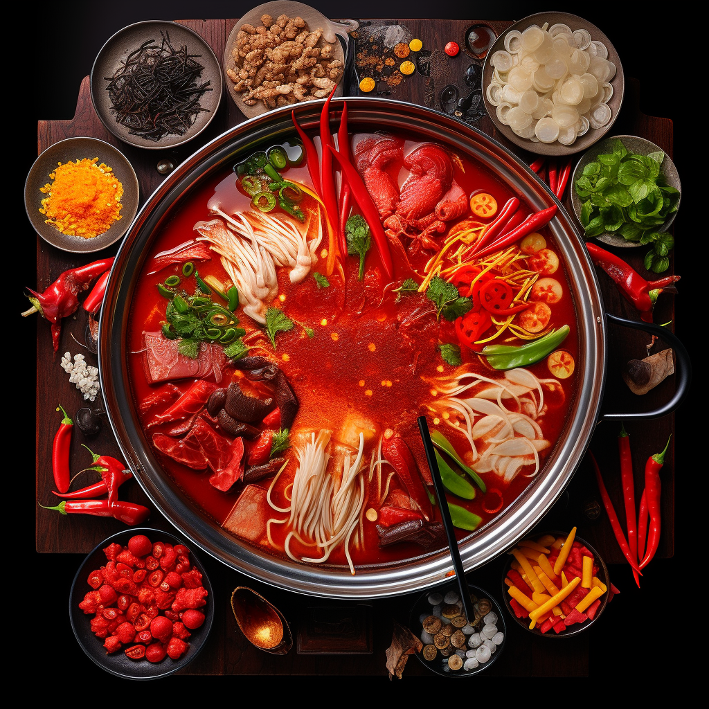 Chinese hotpot with Shanghai Yangzhou Yeosu spicy soup