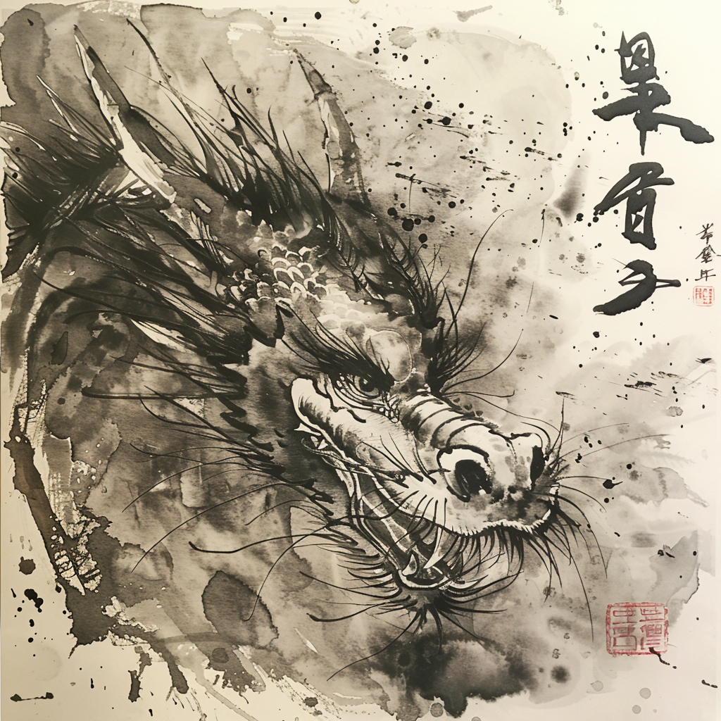 Chinese Ink Dragon Illustration Art